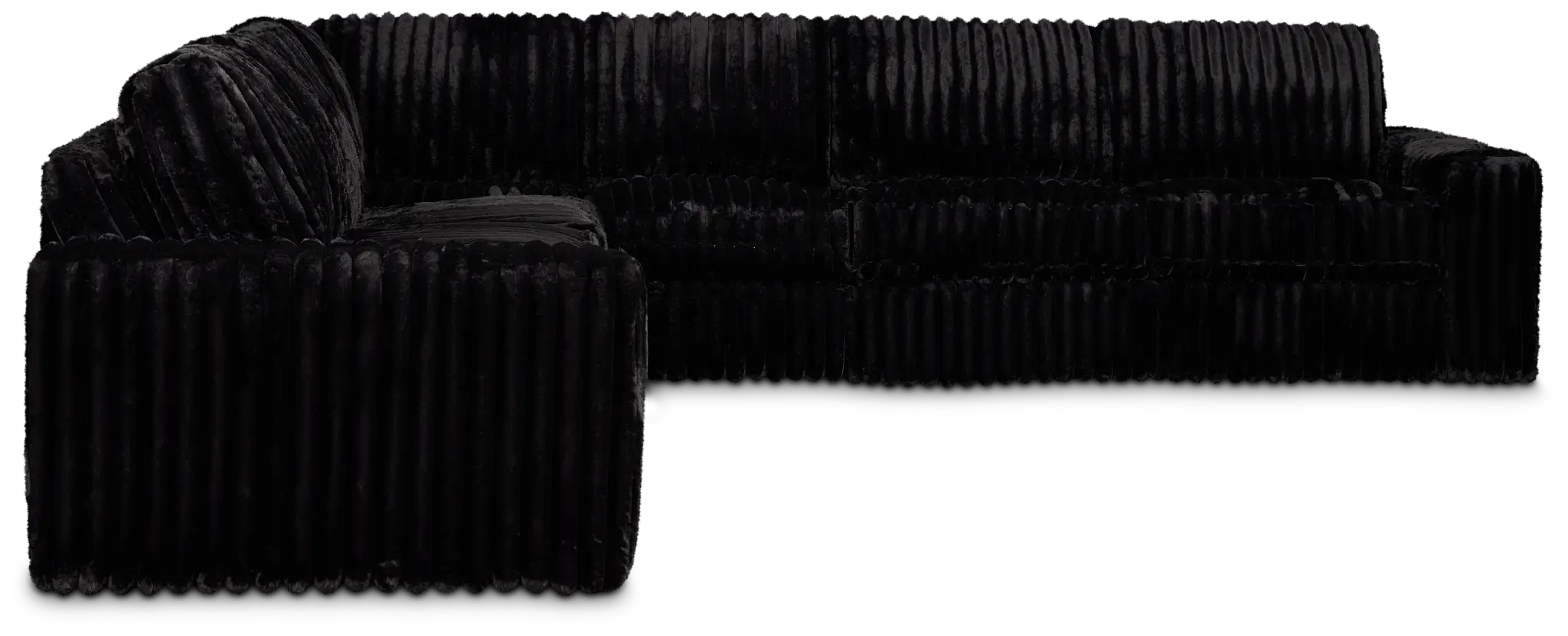 Teddy Black Fabric Large Two-arm Sectional Teddy Black Fabric Large Two-arm Sectional