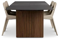 Wayne Two-tone Stone Rectangular Table &4 Light Beige Upholstered Chair