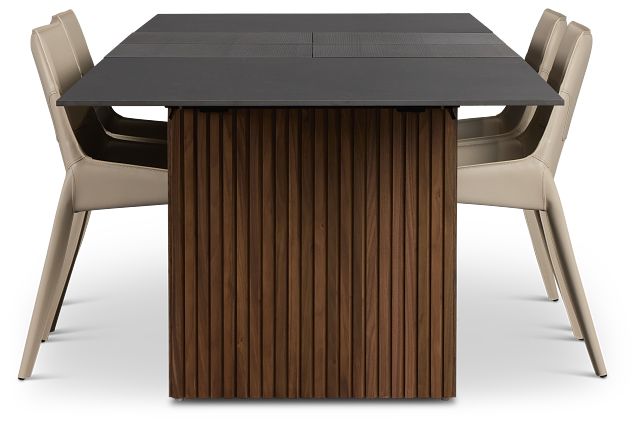 Wayne Two-tone Stone Rectangular Table &4 Light Beige Upholstered Chair