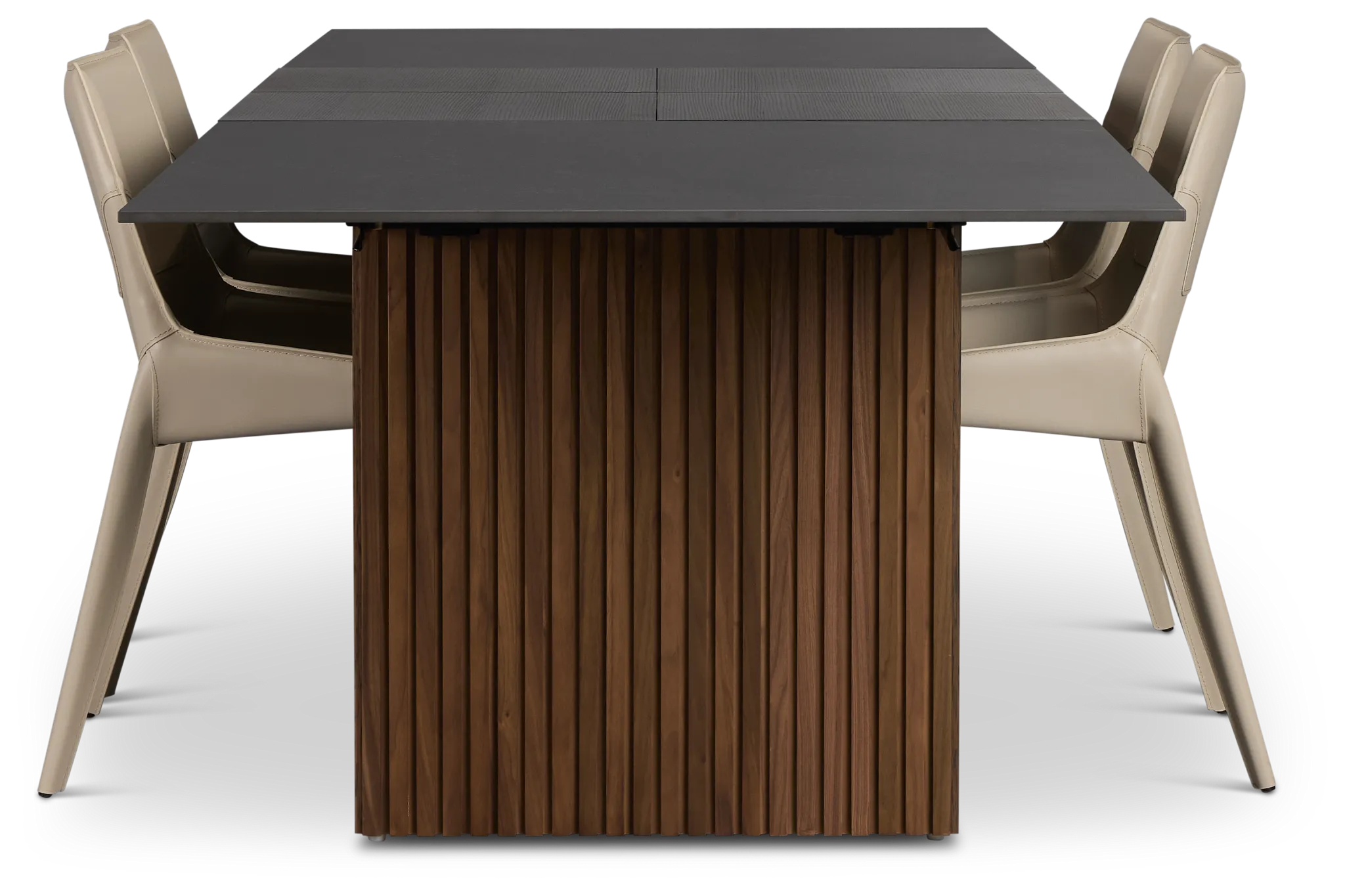 Wayne Two-tone Stone Rectangular Table &4 Light Beige Upholstered Chair