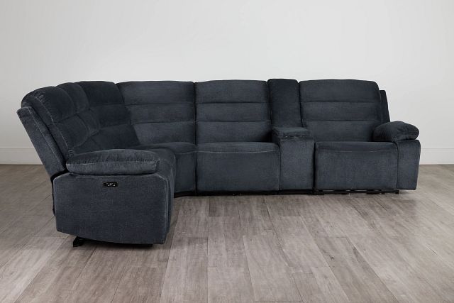 Orion Dark Gray Fabric Medium Triple Power 2-arm Sectional