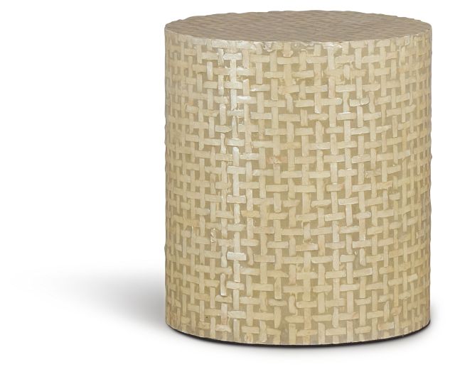 Capiz Light Gray Round Accent Table