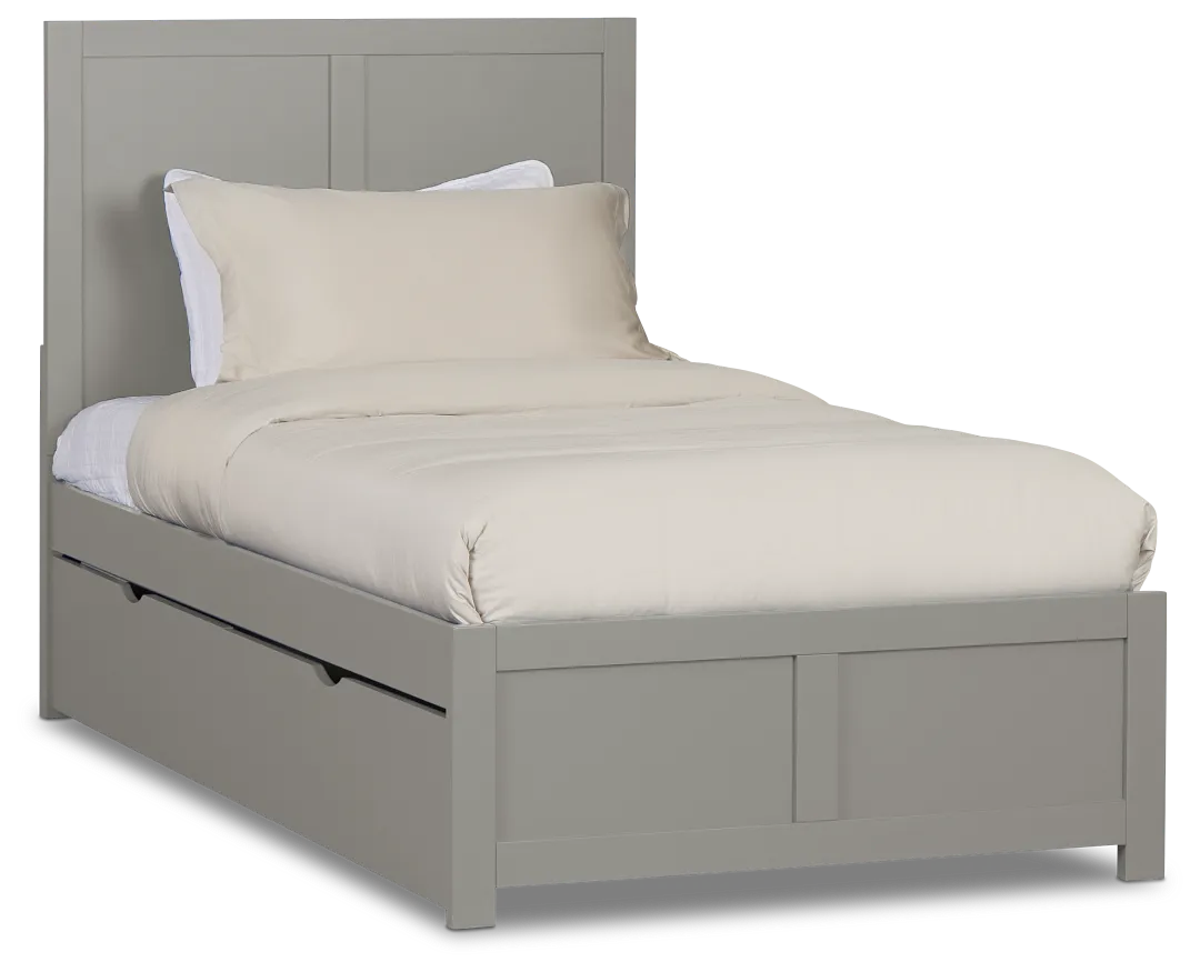 Charleston Gray Panel Bed With 2 Storage Drawers