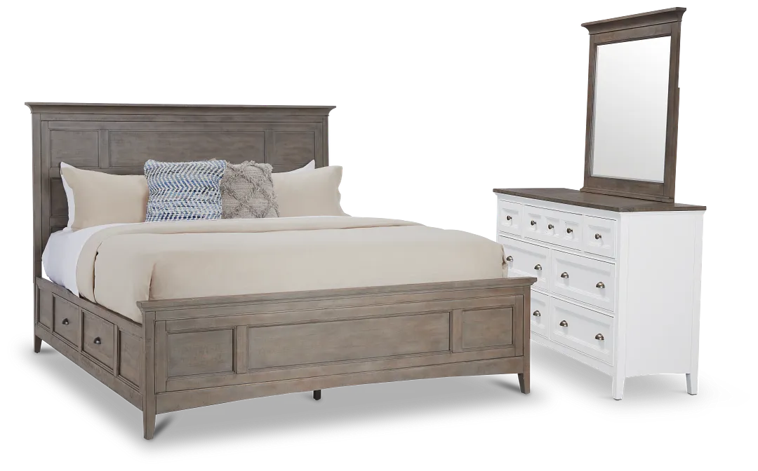 Heron Cove Light Tone Storage Panel Bedroom With Two-tone Cases