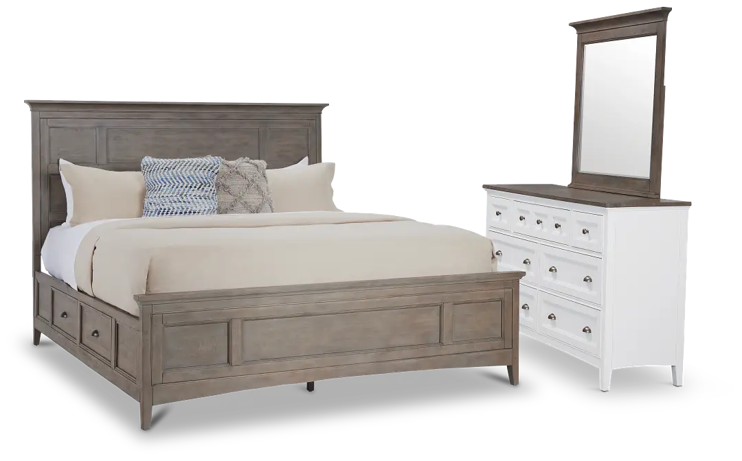 Heron Cove Light Tone Storage Panel Bedroom With Two-tone Cases Heron Cove Light Tone Storage Panel Bedroom With Two-tone Cases