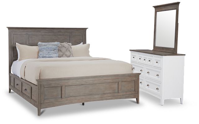 Heron Cove Light Tone Storage Panel Bedroom With Two-tone Cases