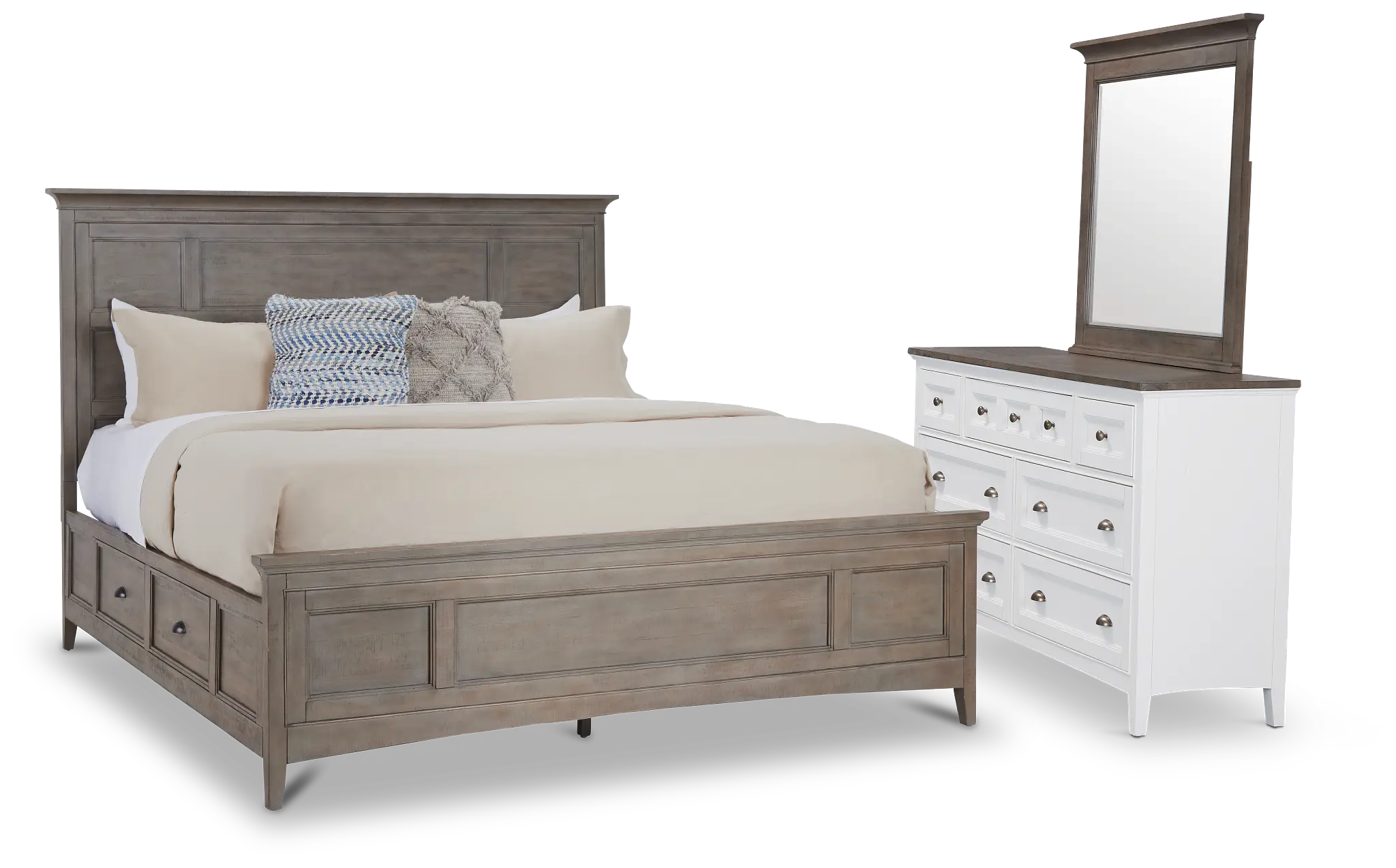 Heron Cove Light Tone Storage Panel Bedroom With Two-tone Cases Heron Cove Light Tone Storage Panel Bedroom With Two-tone Cases
