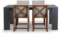 Linear Dark Gray 70" Aluminum Table & 4 Teak Cushioned Side Chairs