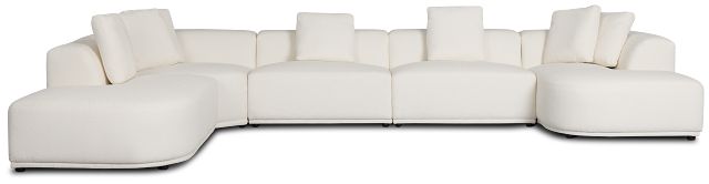 Catalina White Fabric Large Right Chaise Sectional