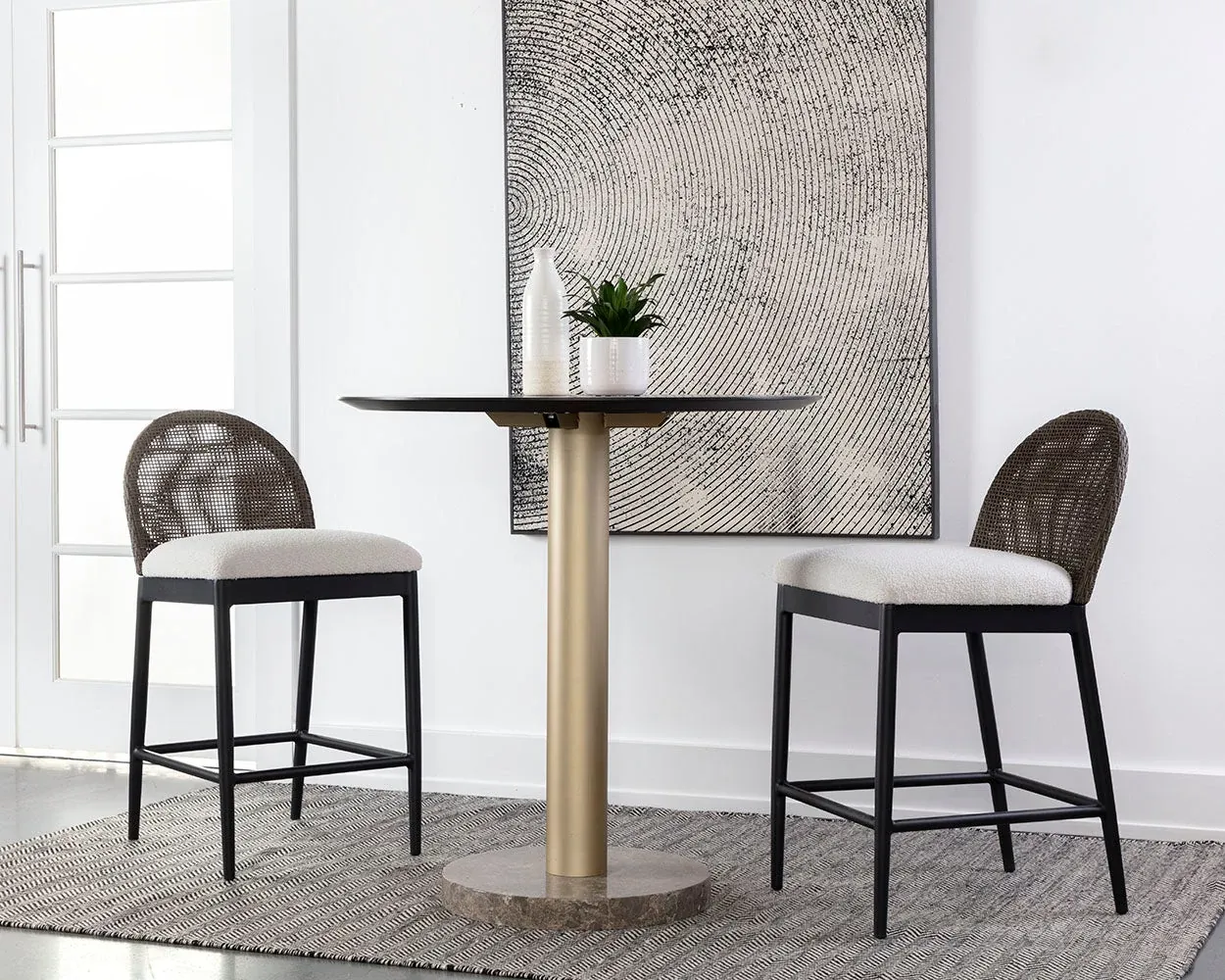 Selma Whitegray 24" Upholstered Barstool