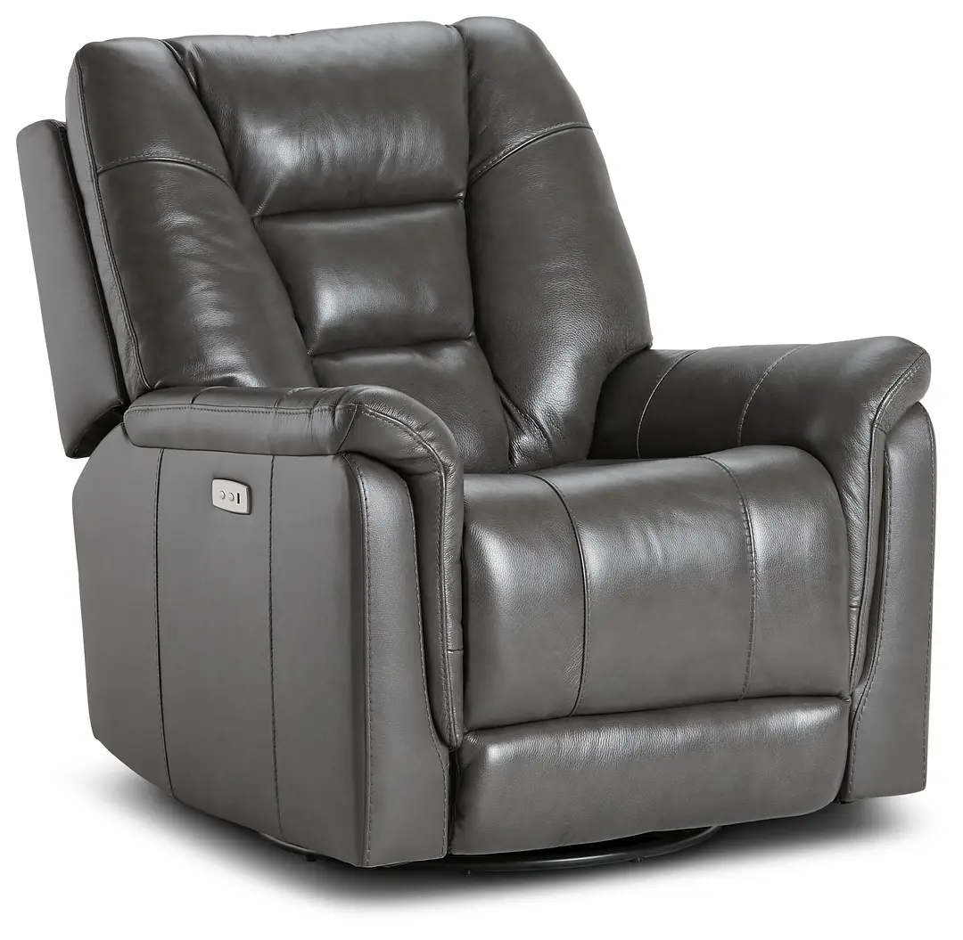 Owen Dark Gray Leather Power Swivel Glider Recliner Owen Dark Gray Leather Power Swivel Glider Recliner