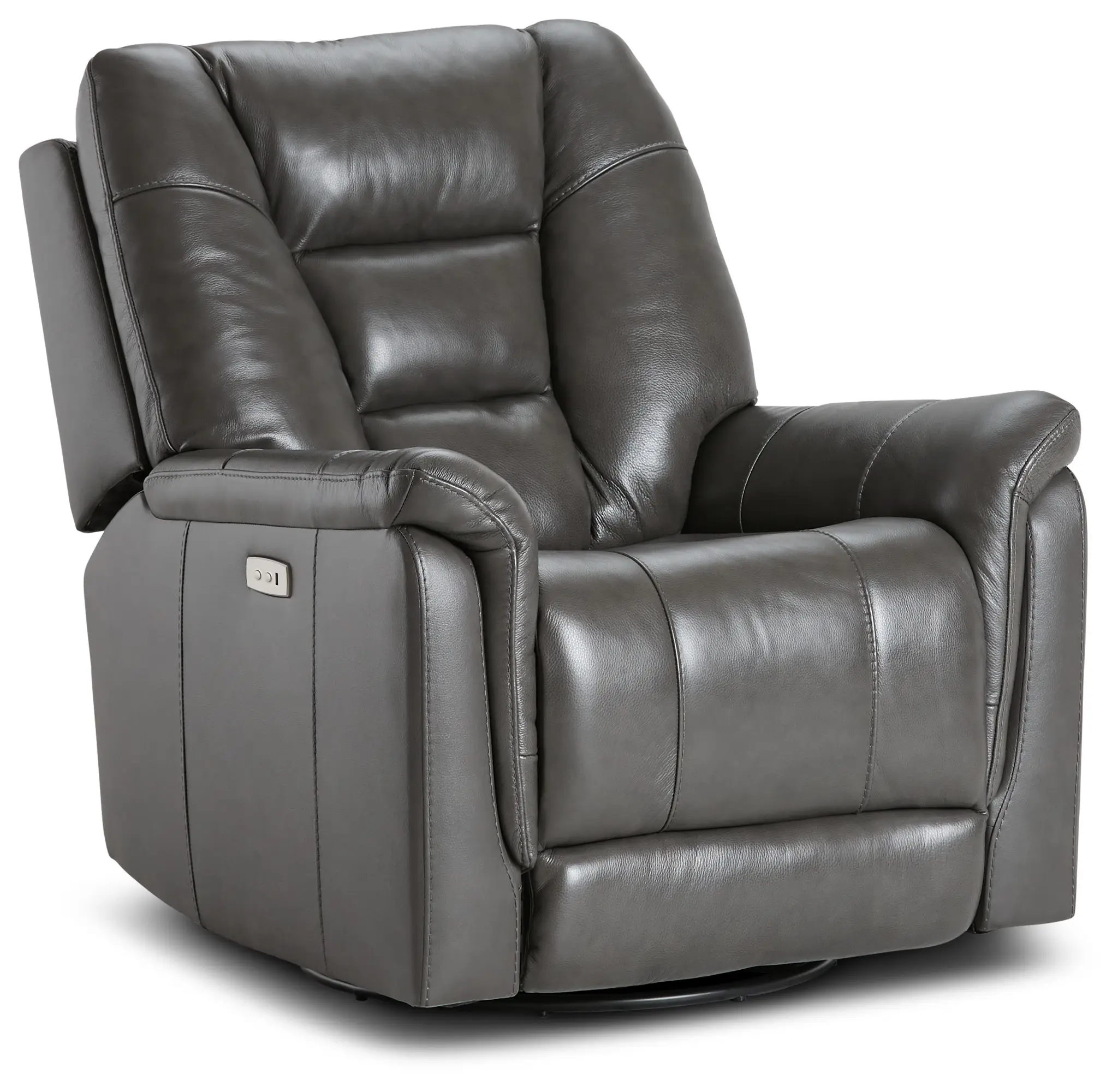Owen Dark Gray Leather Power Swivel Glider Recliner Owen Dark Gray Leather Power Swivel Glider Recliner