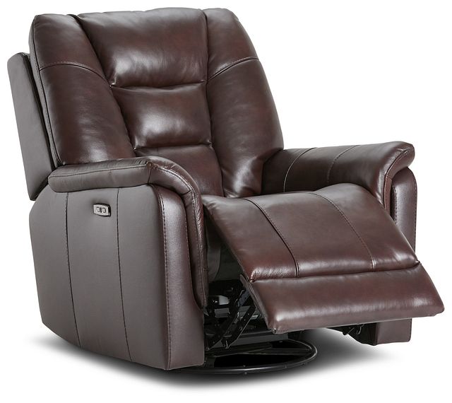 Owen Brown Leather Power Glider Recliner With Power Headrest