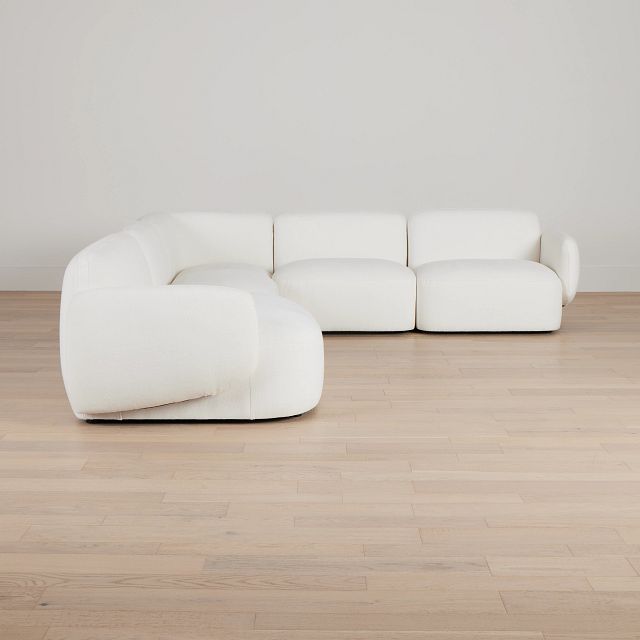 Halsey White Fabric Medium Left Facing Cuddler Sectional