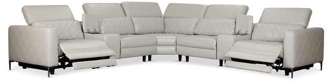 Ava Light Gray Micro Large Dual Power Reclining Two-arm Sectional