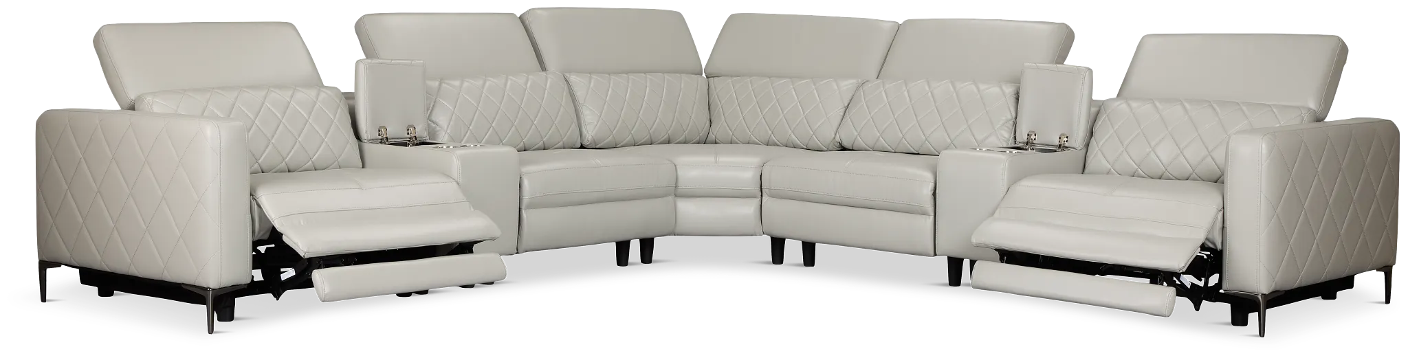 Ava Light Gray Micro Large Dual Power Reclining Two-arm Sectional