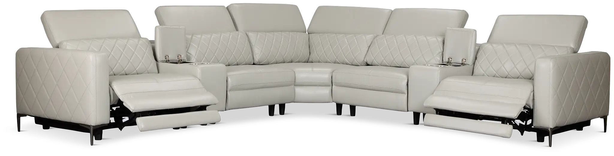 Ava Light Gray Micro Large Dual Power Reclining Two-arm Sectional Ava Light Gray Micro Large Dual Power Reclining Two-arm Sectional