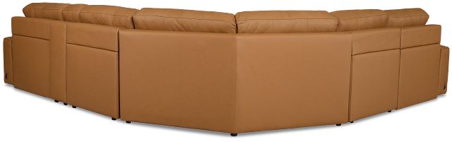 Rudy Brown Lthr/vinyl Medium Dual Power 2 Arm Extension Chaise Sectional