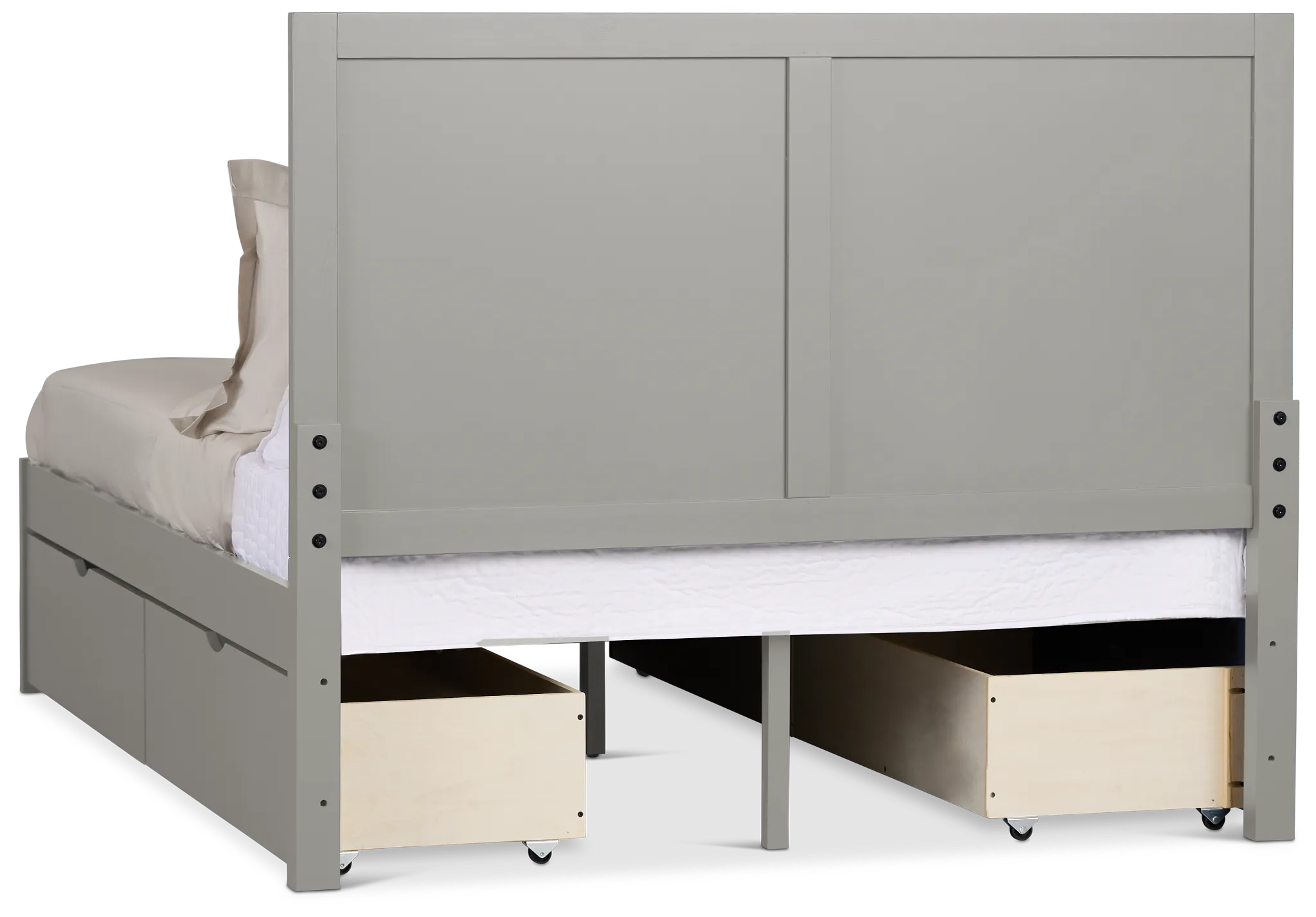 Charleston Gray Panel Bed With 4 Storage Drawers
