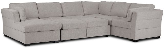 Amber Light Gray Fabric Large Left Chaise Sleeper Sectional