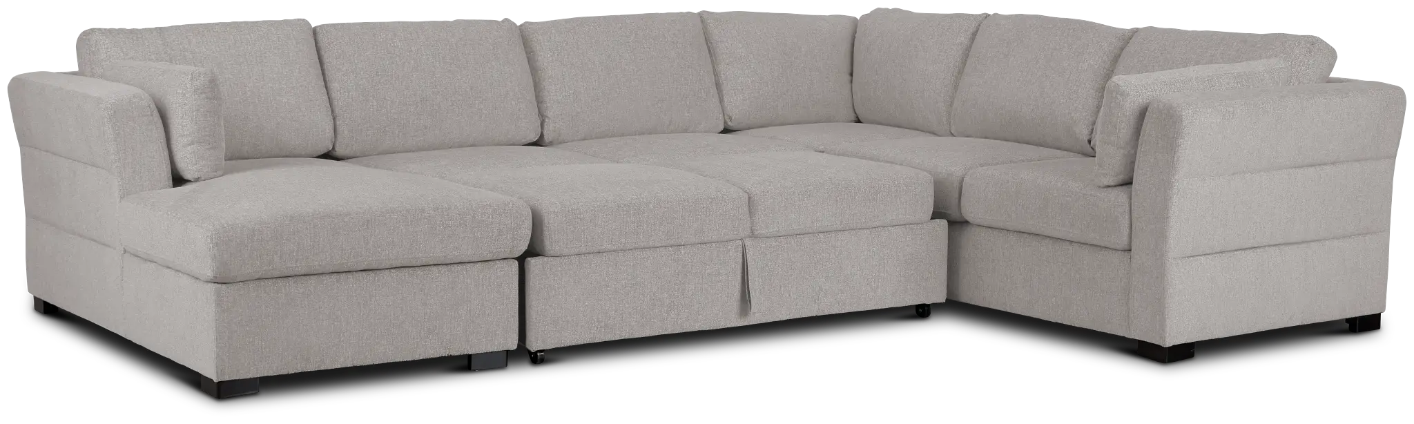 Amber Light Gray Fabric Large Left Chaise Storage Sleeper Sectional Amber Light Gray Fabric Large Left Chaise Storage Sleeper Sectional
