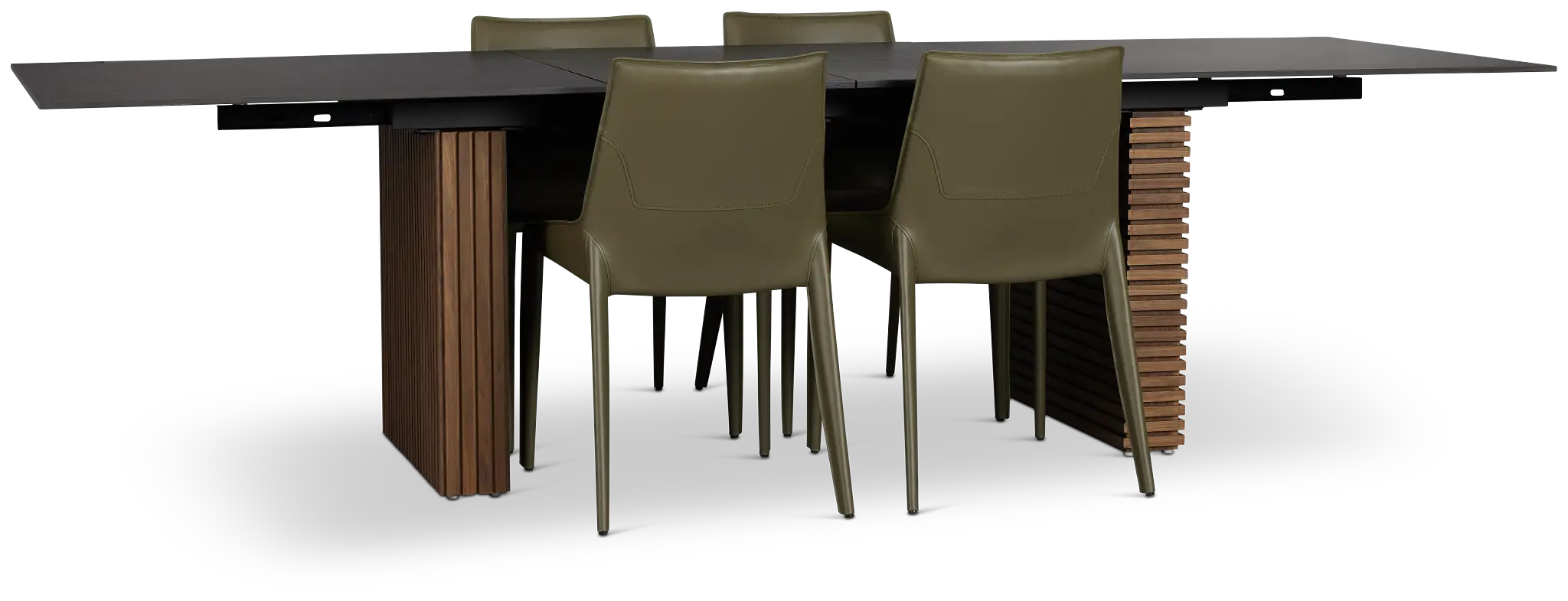 Wayne Two-tone Stone Rectangular Table & 4 Dark Green Upholstered Chair Wayne Two-tone Stone Rectangular Table & 4 Dark Green Upholstered Chair