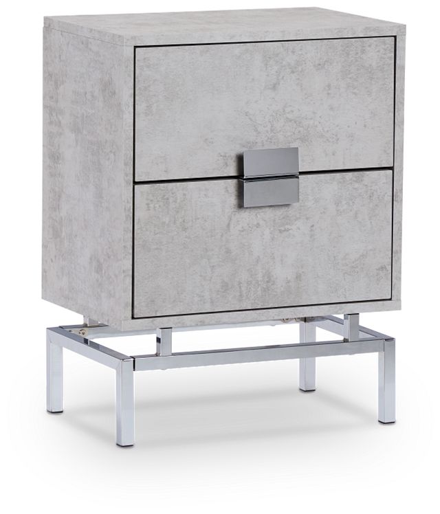 Eden Light Gray Chrome 2-drawer Nightstand