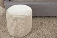 Jordan Ivory Round Accent Pouf