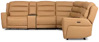 Wilder Brown Leather Large Dual Power Sectional with Refrigerated Console