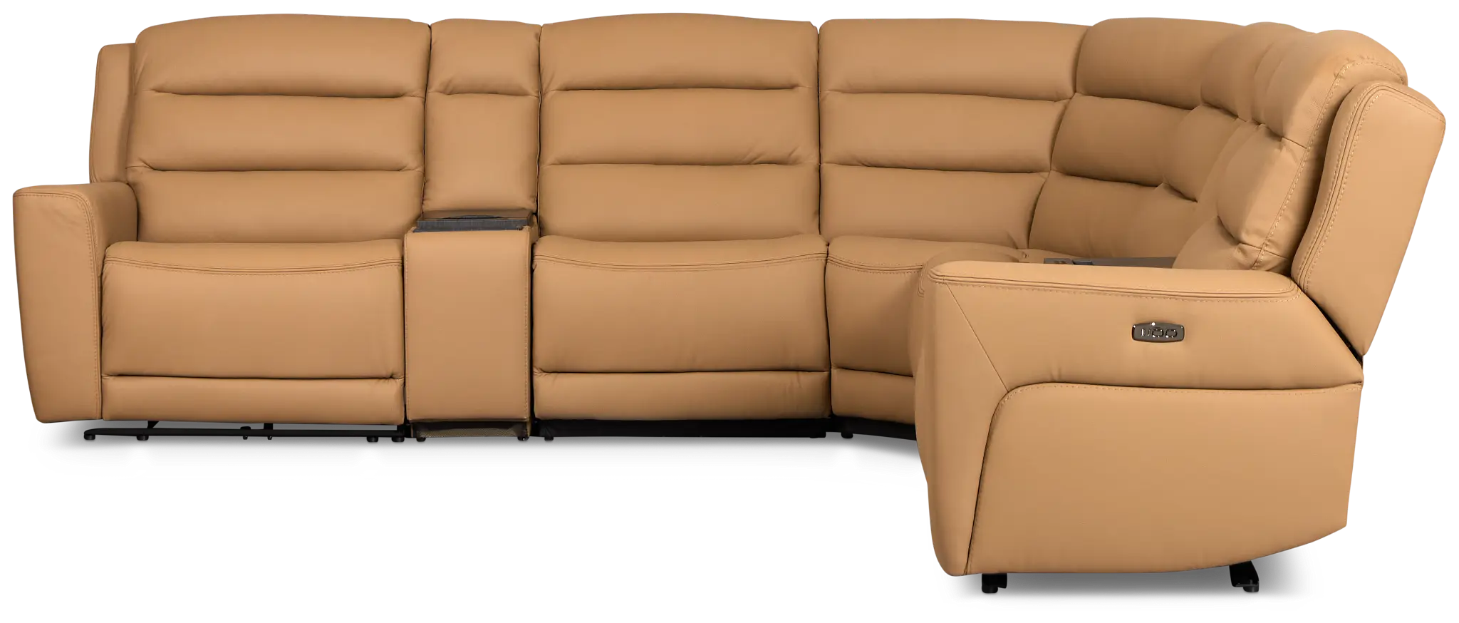 Wilder Brown Leather Large Dual Power Sectional with Refrigerated Console Wilder Brown Leather Large Dual Power Sectional with Refrigerated Console