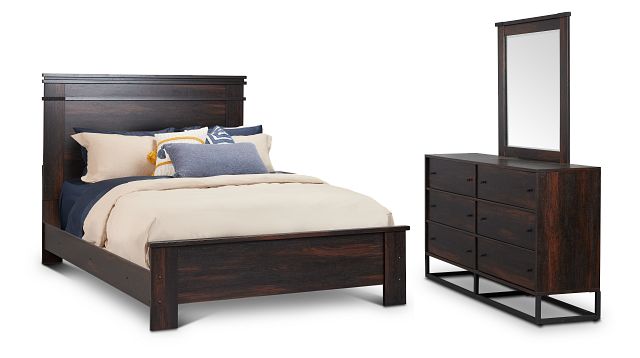 Logan Dark Tone Panel Bedroom