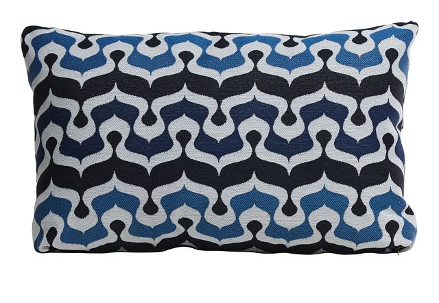 Croquet Dark Blue Lumbar Indoor/outdoor Accent Pillow
