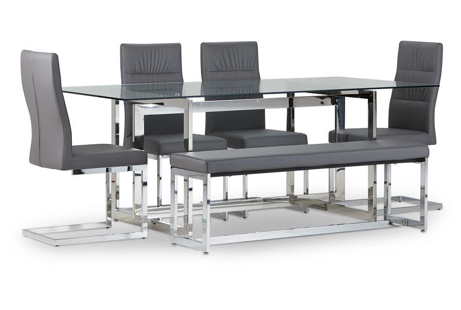 Bronx Glass Gray Table 4 Chairs Bench Dining Room Dining Sets City Furniture Shop hundreds of deals for dining benches at once. bronx glass gray table 4 chairs bench