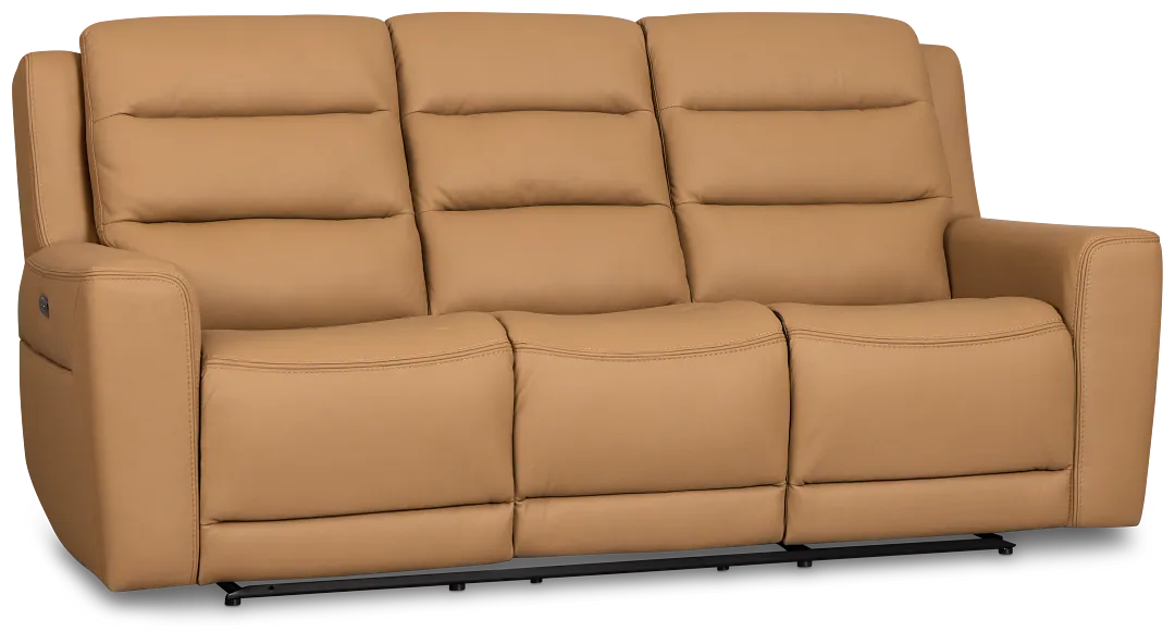 Wilder Brown Leather Power Reclining Sofa W/ Power Headrest