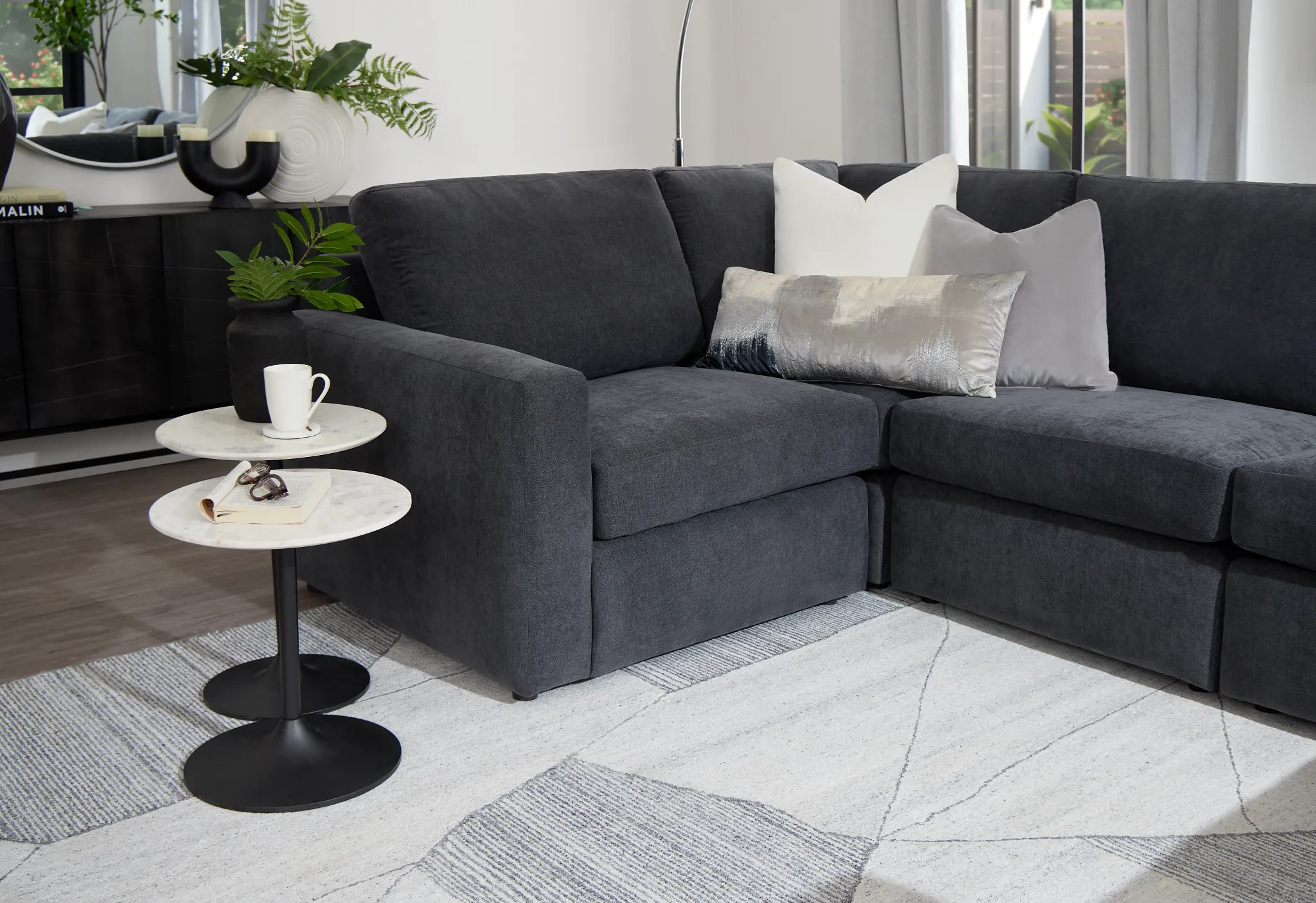 Langston Gray Velvet Lumbar Accent Pillow