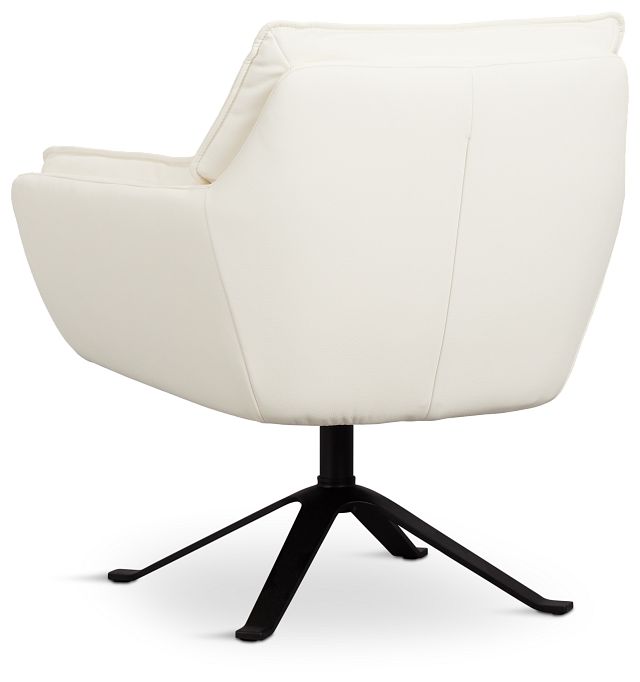 Farley White Micro Swivel Accent Chair