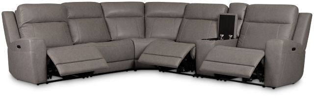 Colton Light Gray Micro Medium Triple Power 2-arm Sectional