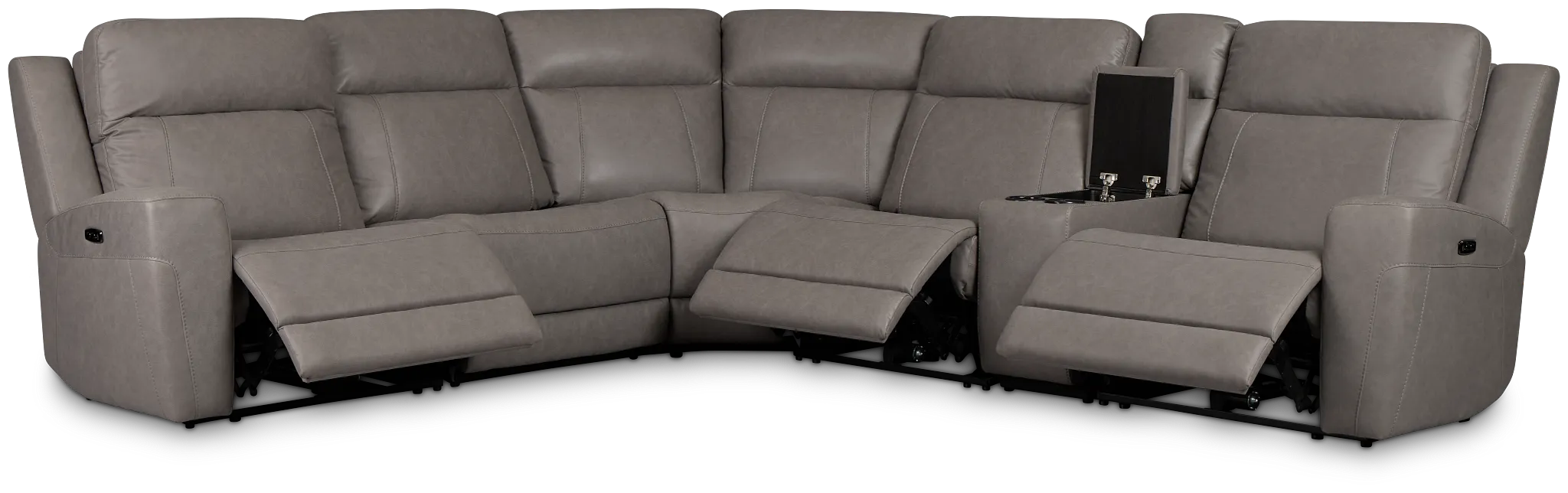 Colton Light Gray Micro Medium Triple Power 2-arm Sectional
