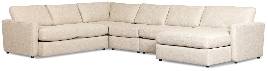 Maxwell Light Gray Fabric Large Right Chaise Sectional