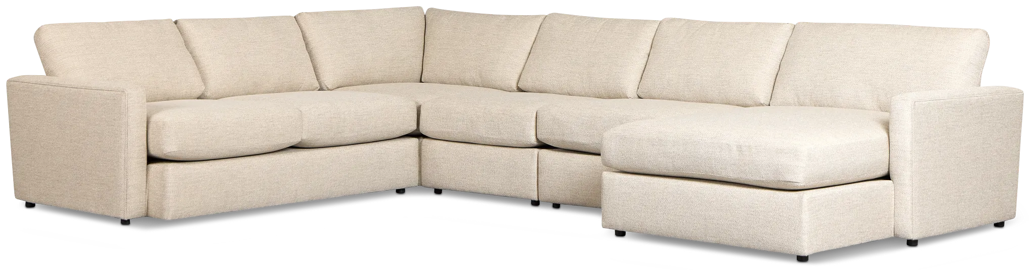 Maxwell Light Gray Fabric Large Right Chaise Sectional