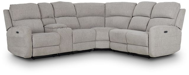 Piper Gray Fabric Medium Dual Power Reclining Sect W/left Console