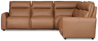 Edison Medium Brown Leather/vinyl Small Dual Power Reclining 2-arm Sectional