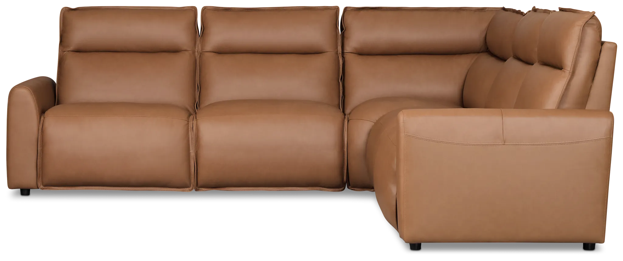 Edison Medium Brown Leather/vinyl Small Dual Power Reclining 2-arm Sectional