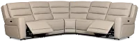 Wilder Taupe Leather Small Dual Power Reclining Two-arm Sectional