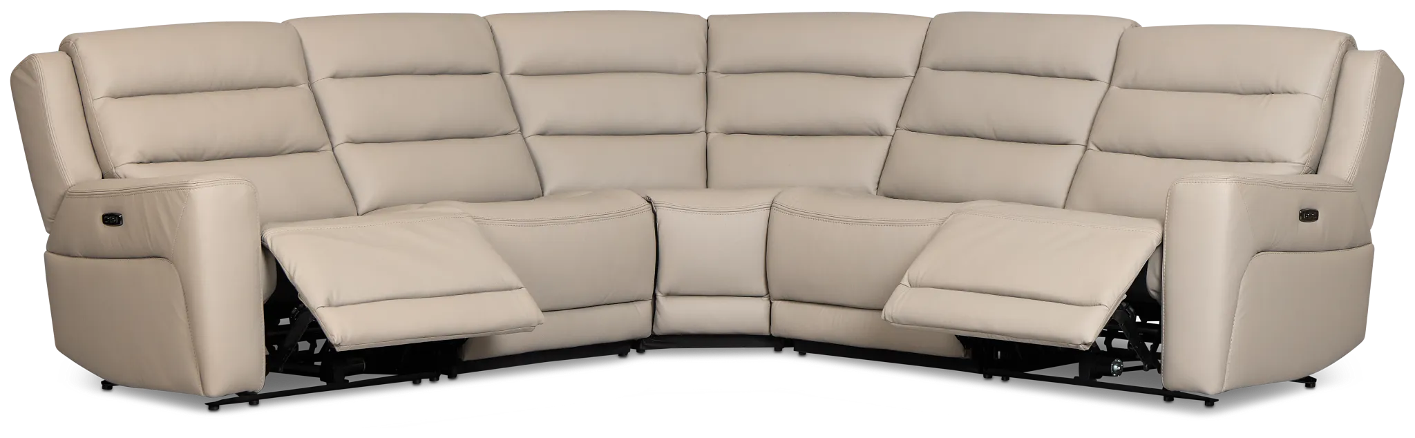 Wilder Taupe Leather Small Dual Power Reclining Two-arm Sectional