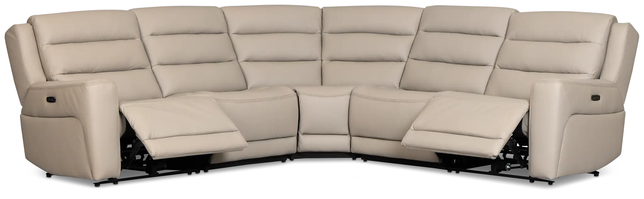 Wilder Taupe Leather Small Dual Power Reclining Two-arm Sectional Wilder Taupe Leather Small Dual Power Reclining Two-arm Sectional