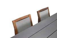 Linear Dark Gray 87" Aluminum Table & 4 Teak Sling Side Chairs