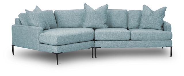 Morgan Teal Fabric Left-arm Cuddler Sectional With Metal Legs (2)