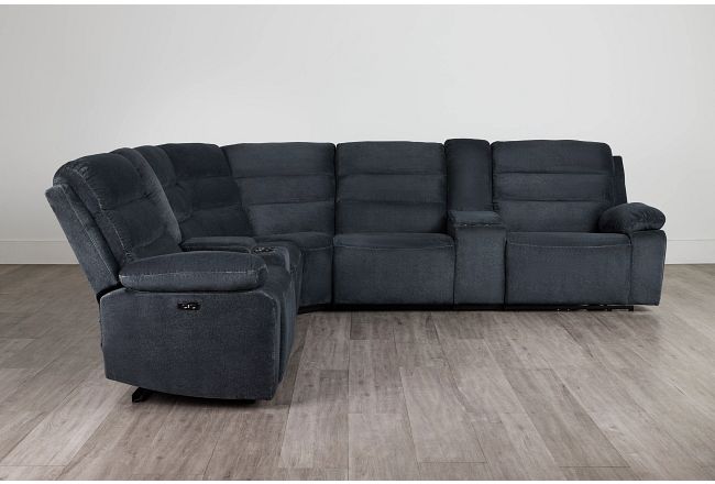 Orion Dark Gray Fabric Large Dual Power Reclining Two-arm Sectional