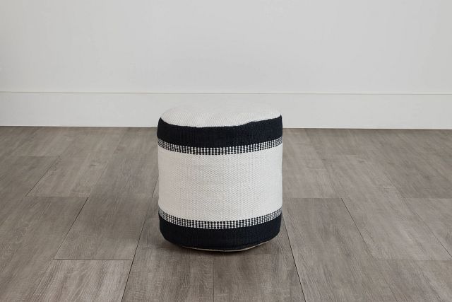 Max Black Round Accent Pouf